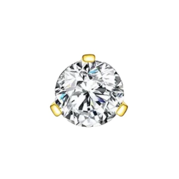 Certified .3ct Moissanite 4mm Single Screw Lock Stud 18K GP Earring NEW - Picture 3 of 11